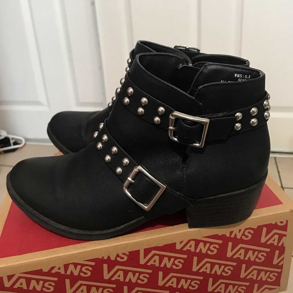 Black studded booties